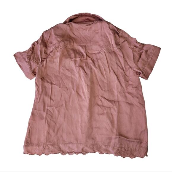 BHLDN Juniper Scalloped Heart Button Down Satin Pajama Top Shirt Blouse Small - Picture 6 of 8